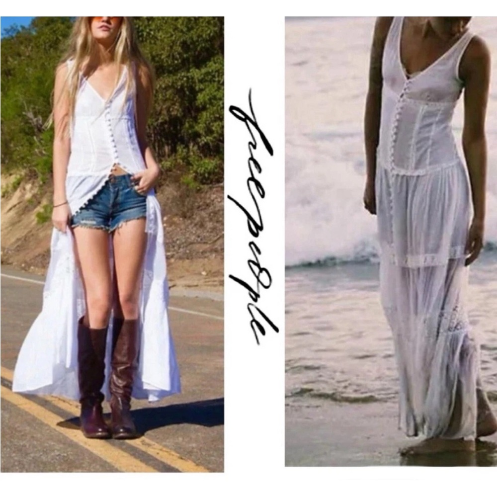 Free people Victoria white button down maxi dress m